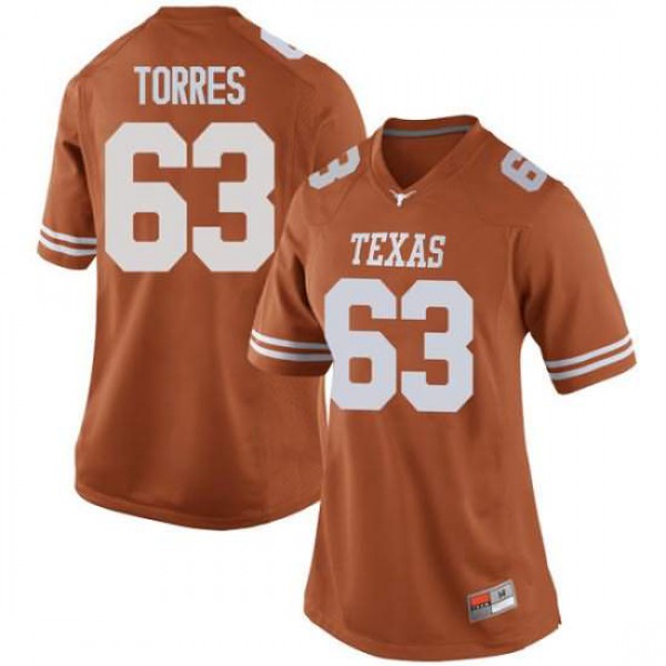 Womens Texas Longhorns #63 Troy Torres Game Stitch Jersey Orange